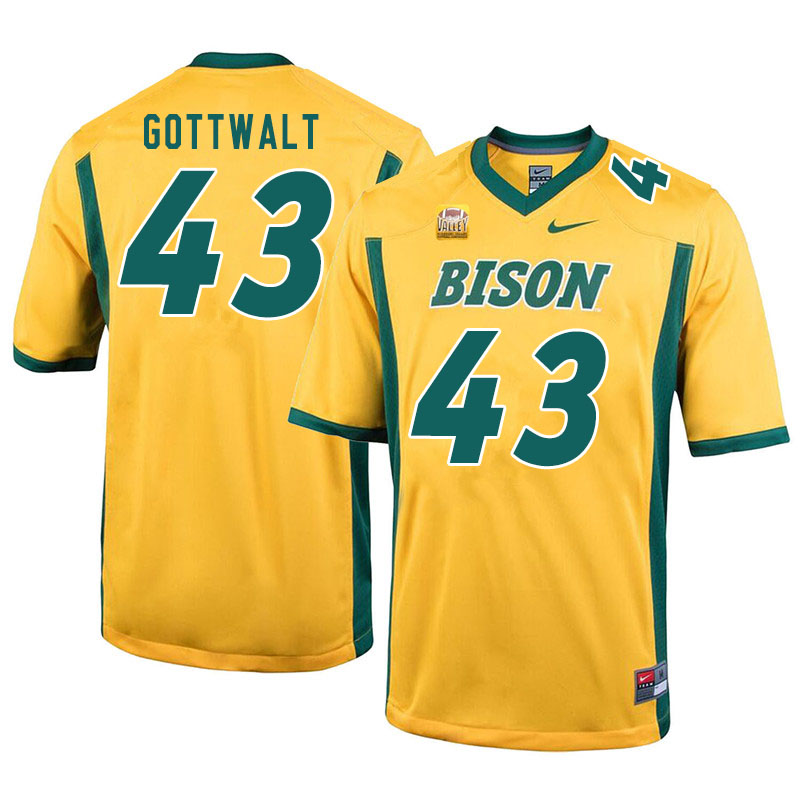 Men #43 Zach Gottwalt North Dakota State Bison College Football Jerseys Sale-Yellow - Click Image to Close